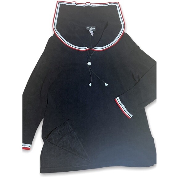 Positive Attitude Sailor Style Tunic Black Beach Cover Nautical Top Sz 18 VTG - Picture 4 of 11